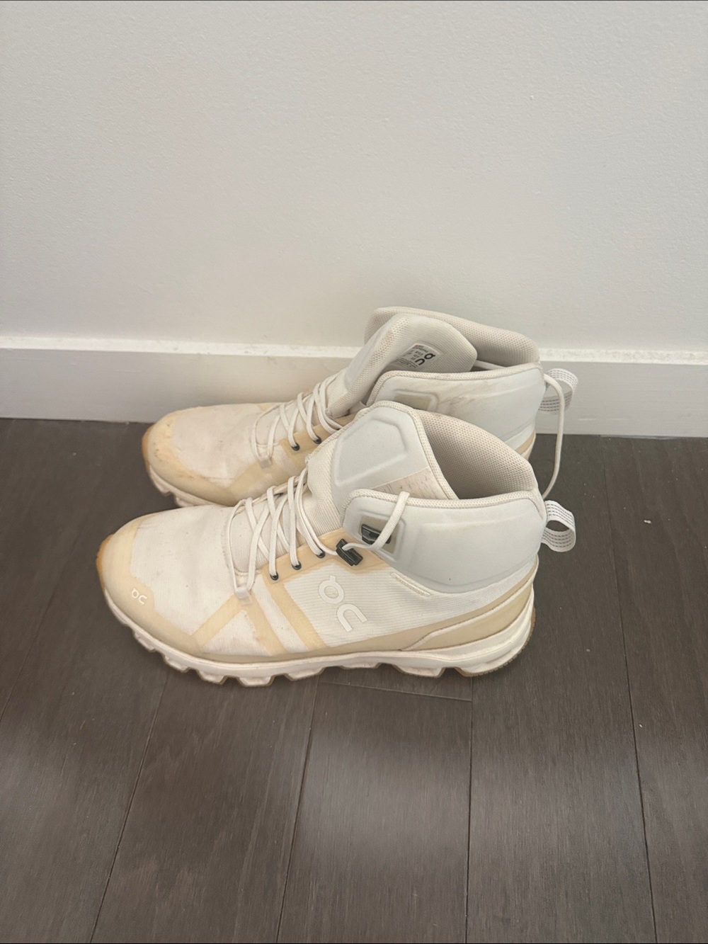 On Hiking High-Top Sneakers in Off-White and Beige